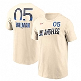 Men's Brooklyn Dodgers #5 Freddie Freeman Cream 2024 City Connect Fuse Name & Number T-Shirt,baseball caps,new era cap wholesale,wholesale hats
